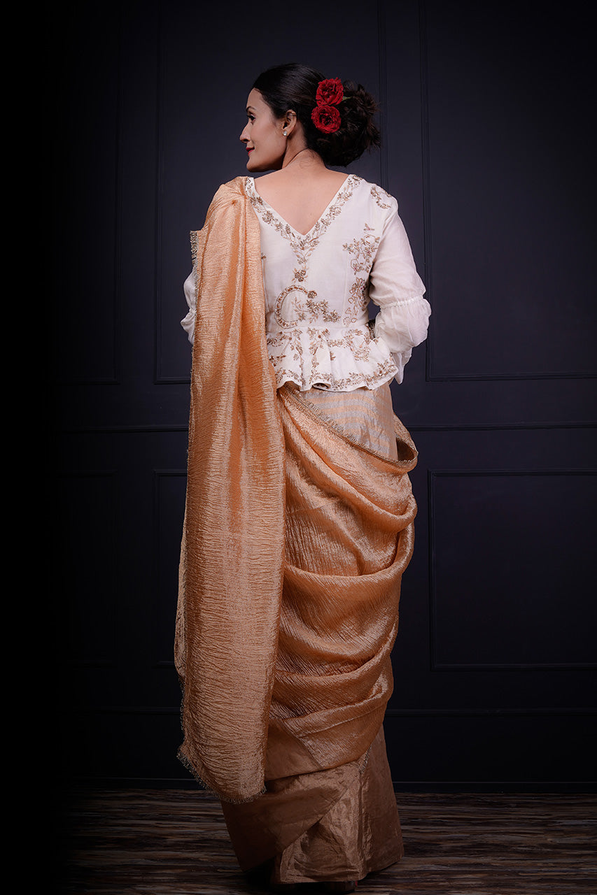 Chanderi Blouse With Wrinkled Saree