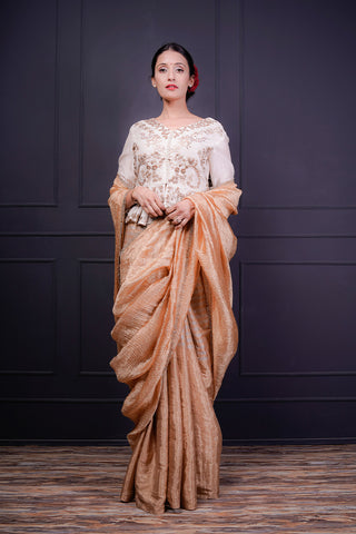 Chanderi Blouse With Wrinkled Saree