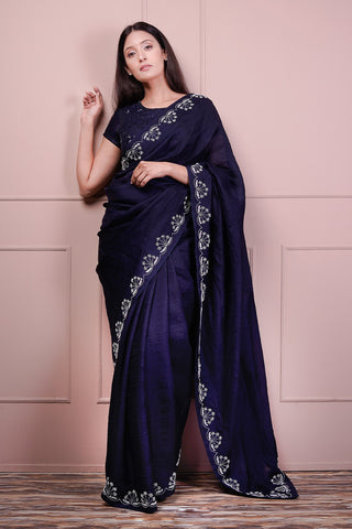 Glass Organza Saree With Embroidred Blouse