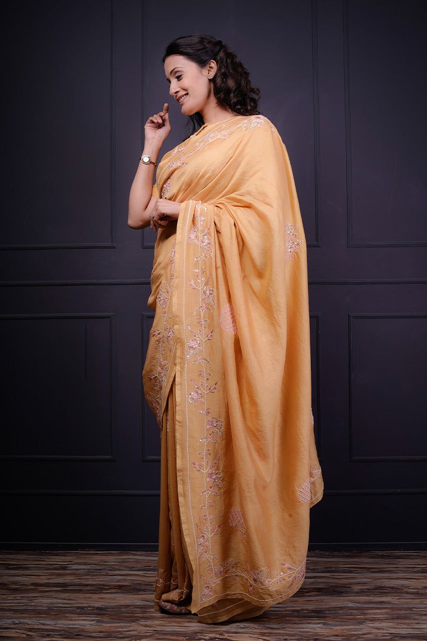 Chanderi Blouse With Embroidered  Saree